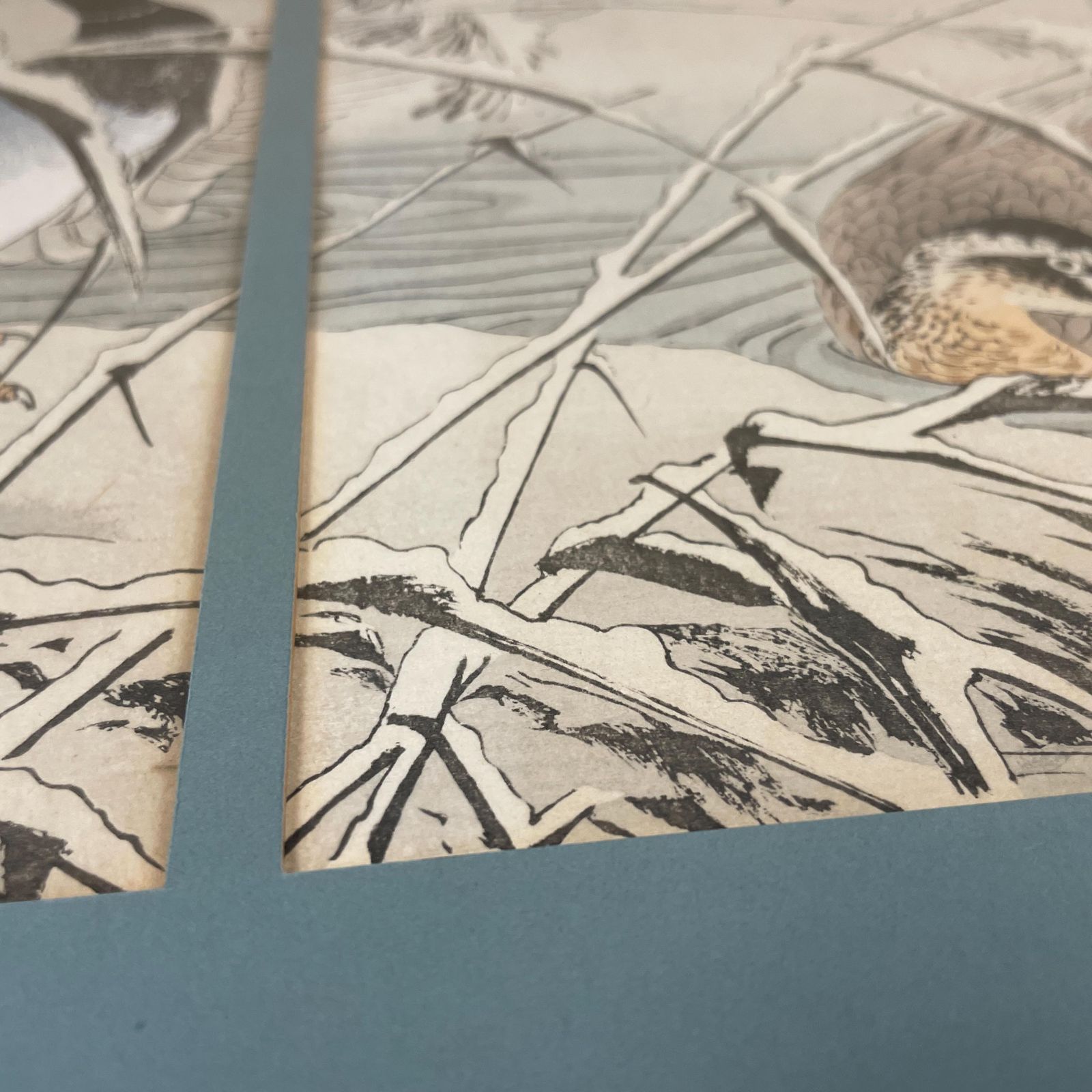 photo furniture Oriental Art Japan Original Imao Keinen Picture Flowers & Birds Book Reed Duck Picture Framed Gold Antique Artwork Woodcut Print Japanese