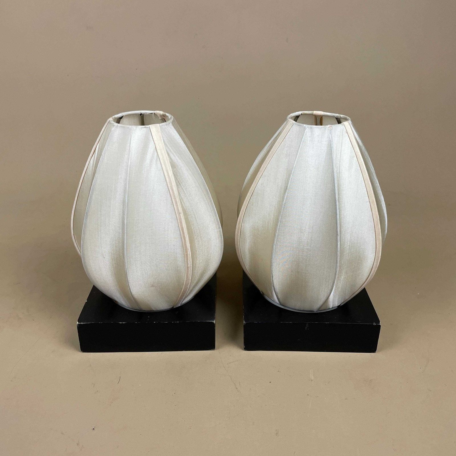 Matching Pair Of Silk Lantern Candlestick Candle Stick Holder Tea Light Vintage Square Wood Base Taper Dinner Candlesticks Oriental 2 Set photo buy