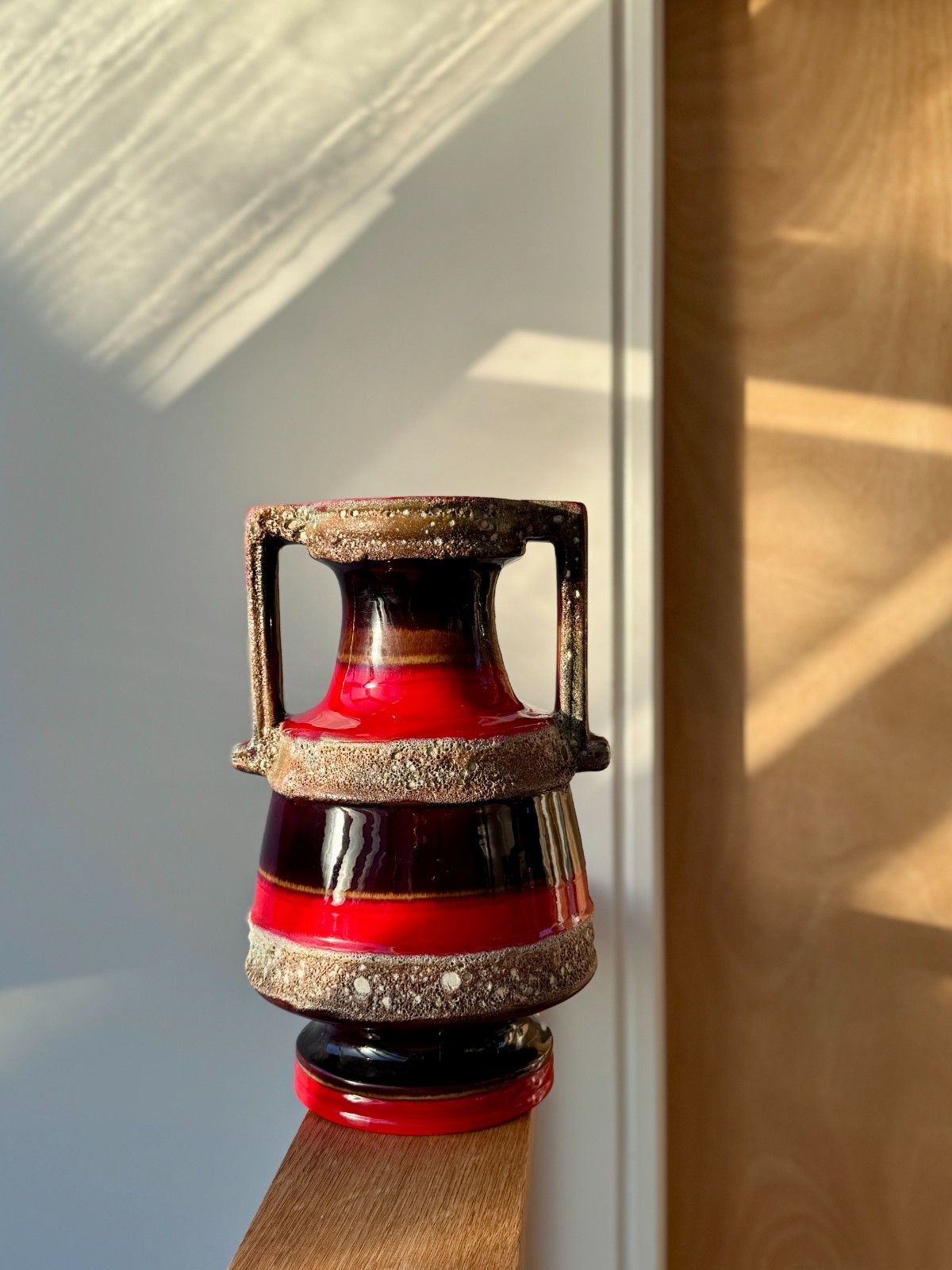 Rare West German Fat Lava Vase, Twin Handled Amphora Shape 41cm Tall photo furniture