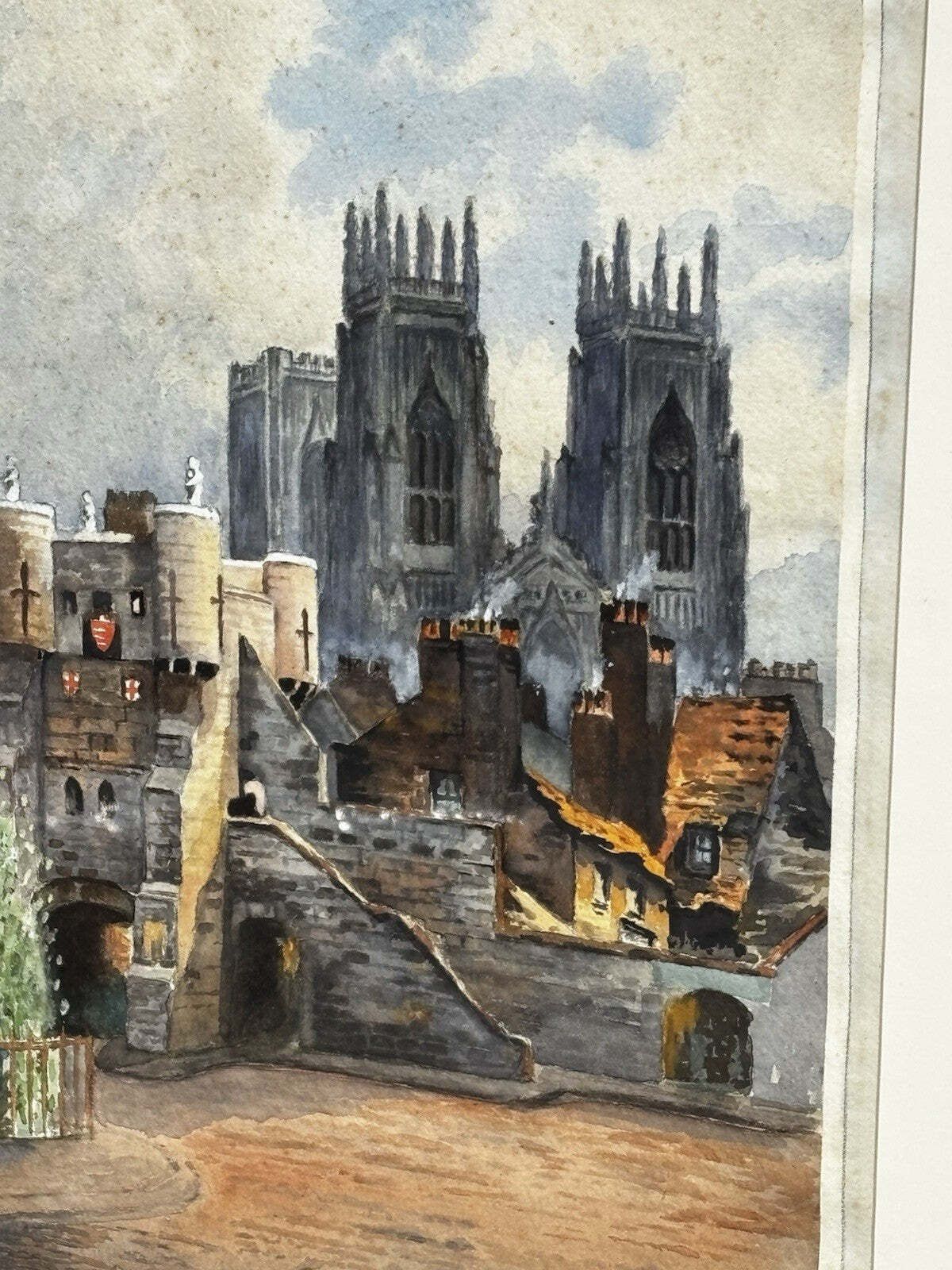 York Cathedral & Bootham Bar Original Watercolour By P Wood 1949 photo for sale