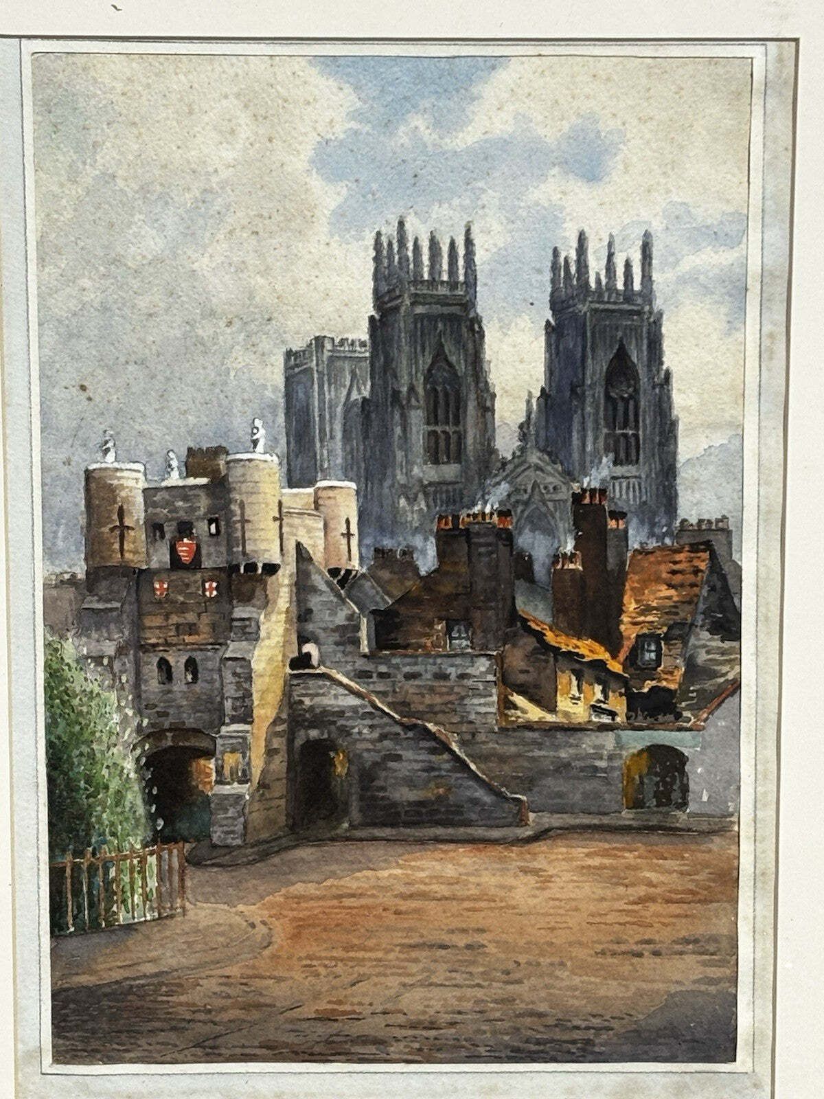 York Cathedral & Bootham Bar Original Watercolour By P Wood 1949 photo Art
