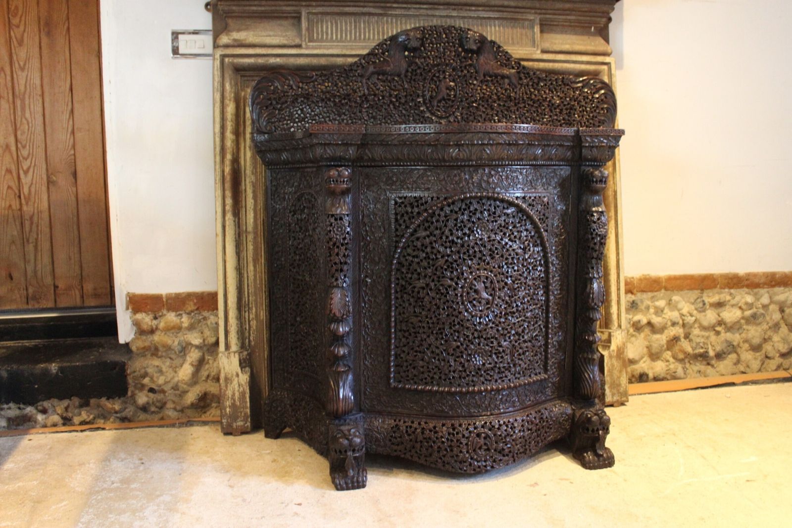 Cabinet Sideboard Outstanding Burmese Carved Padauk C1880 photo furniture
