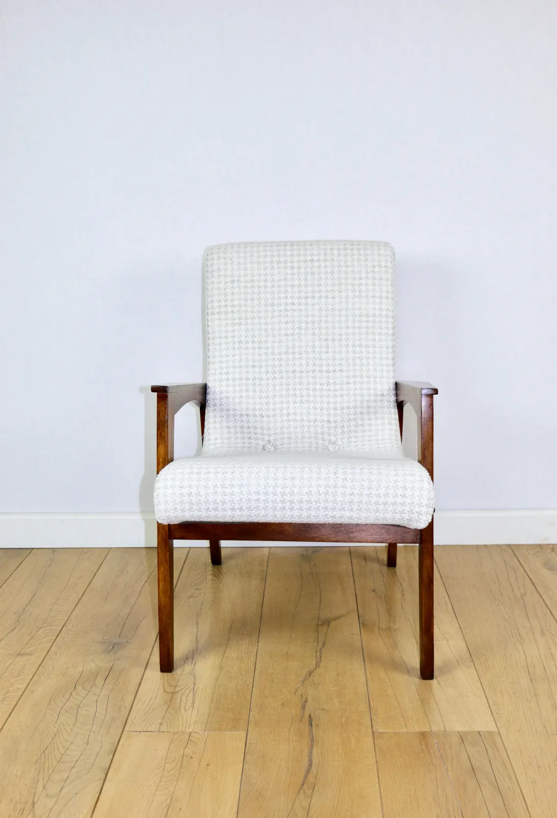 Vintage Herringbone Loft Armchair, Natural Fabric, Model From The 1970s photo Furniture