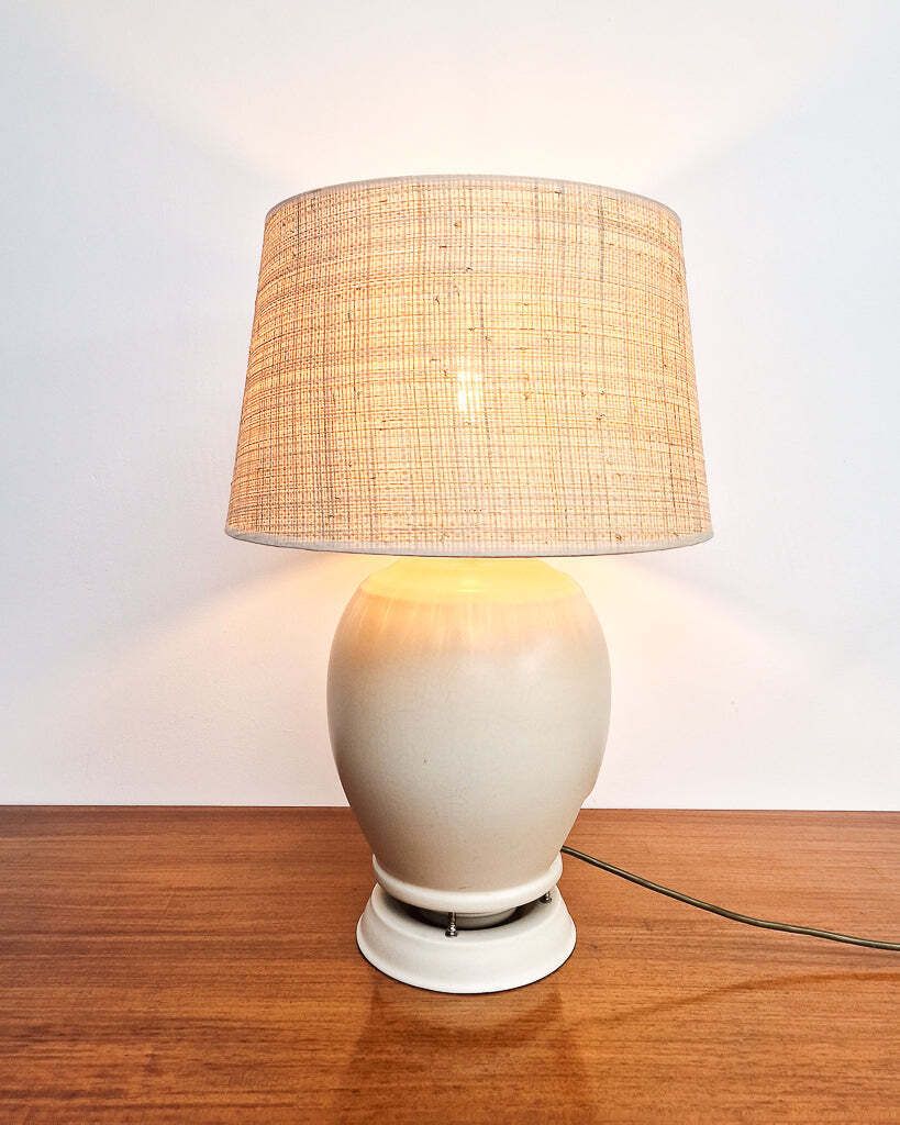 photo furniture Mid Century Cream Table Large Lamp & Shade (1930s Converted Speaker)