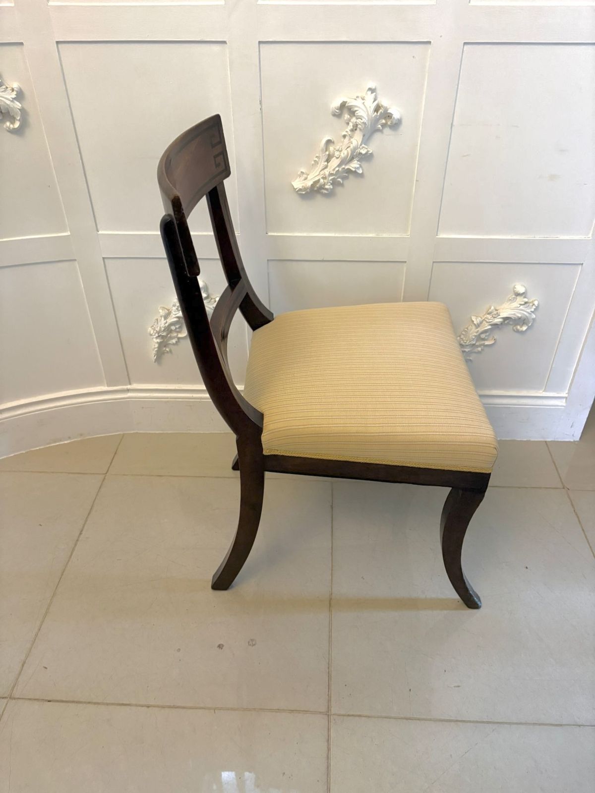 Antique English 19th Century Mahogany Klismos Dining Side Chairs – Pair photo 1195.0
