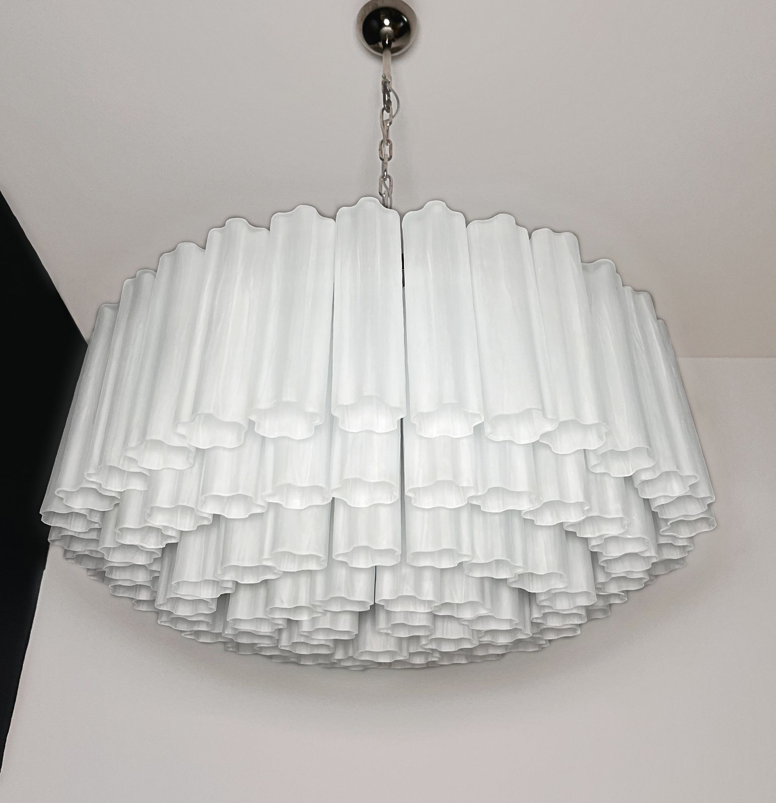 Large Murano Glass Chandelier  101 Acid Etched Glass Tubes photo vintage