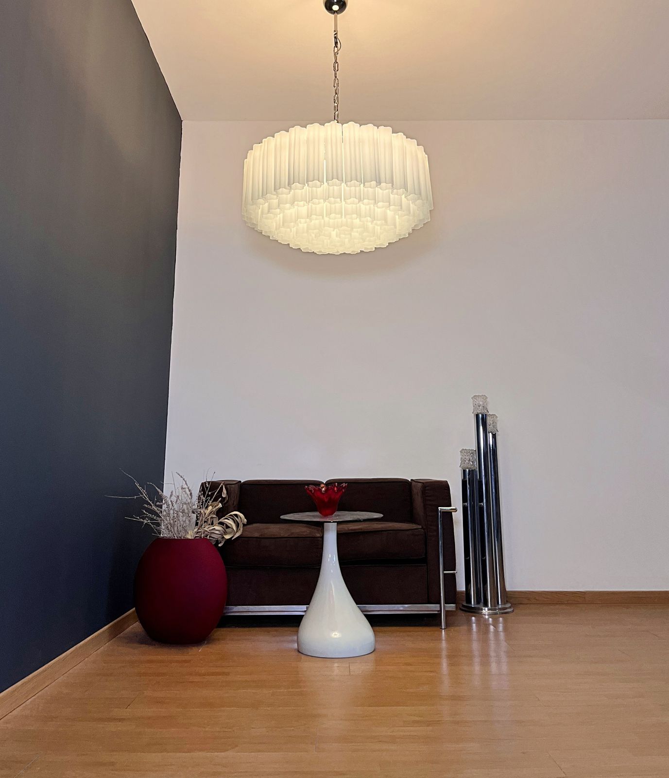 photo for sale Large Murano Glass Chandelier  101 Acid Etched Glass Tubes