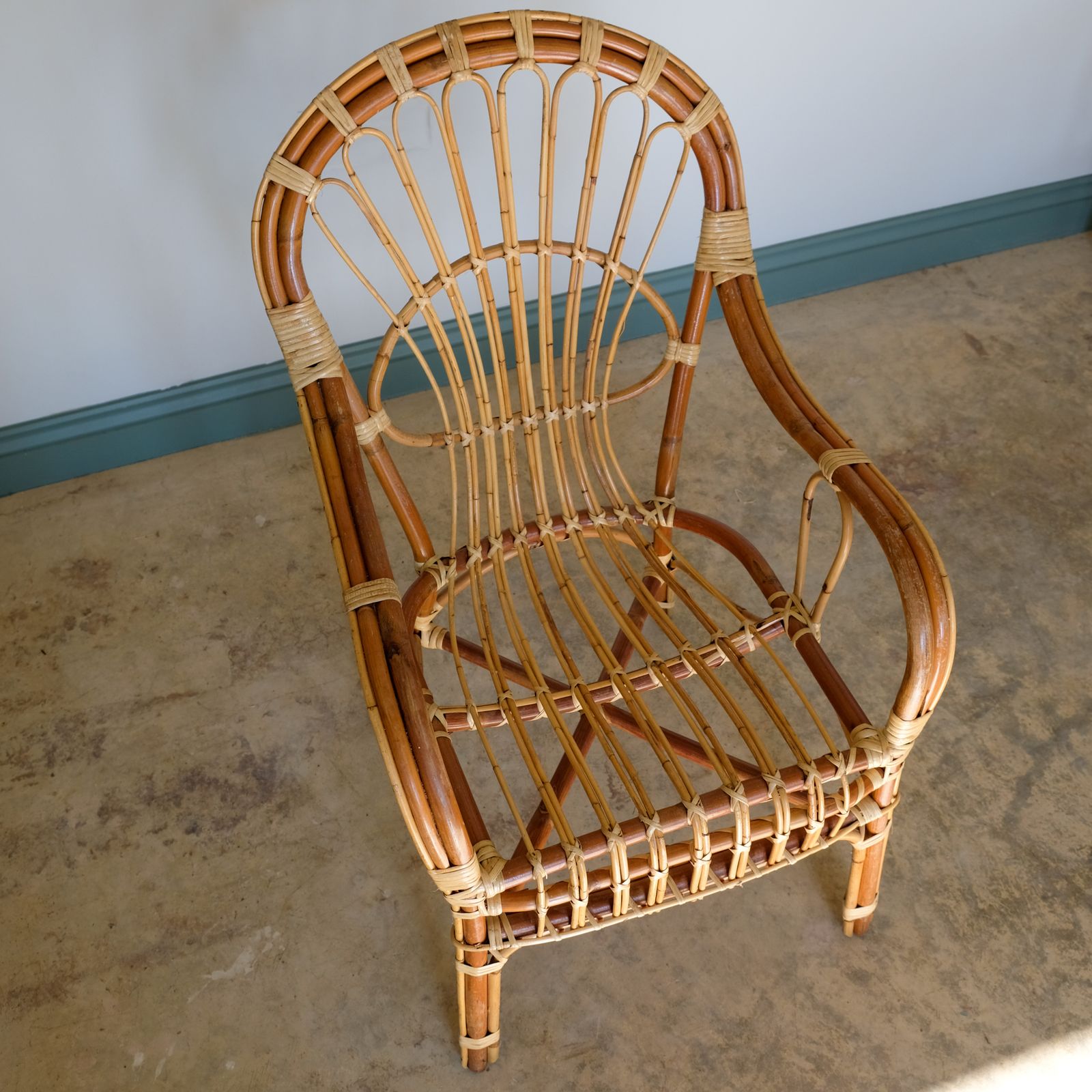 Mid Century Rattan Armchair, 1960s photo vintage