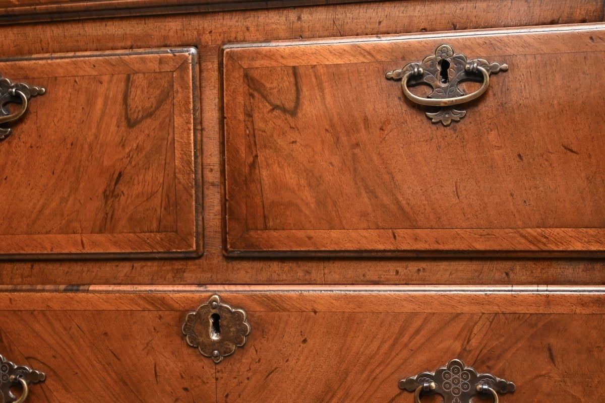 photo furniture Antique Figured Walnut Chest On Chest Of Drawers