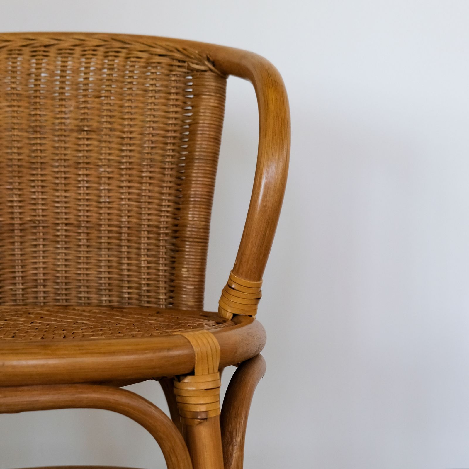Mid Century Rattan Bentwood Chair photo vintage