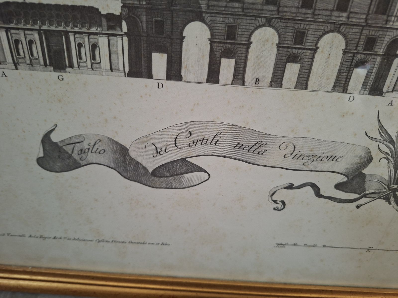 Stampa Vintage Reggia Di Caserta Tavola X Vanvitelli Anni '50 69x50 Cm photo 173.29