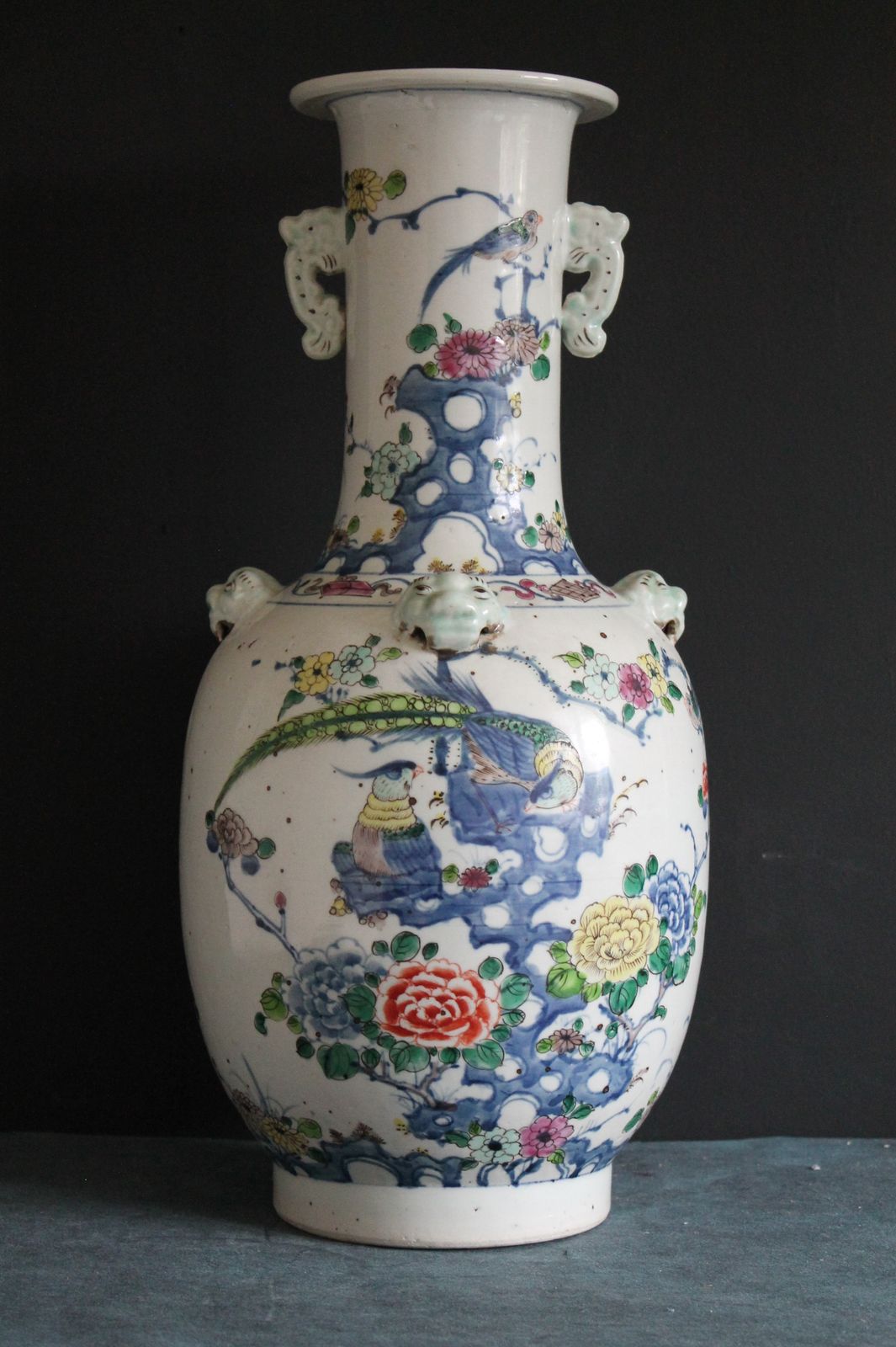 1400.0 Large Antique Chinese 19/18th Century Qing Dynasty Vases Of Rouleau Form photo