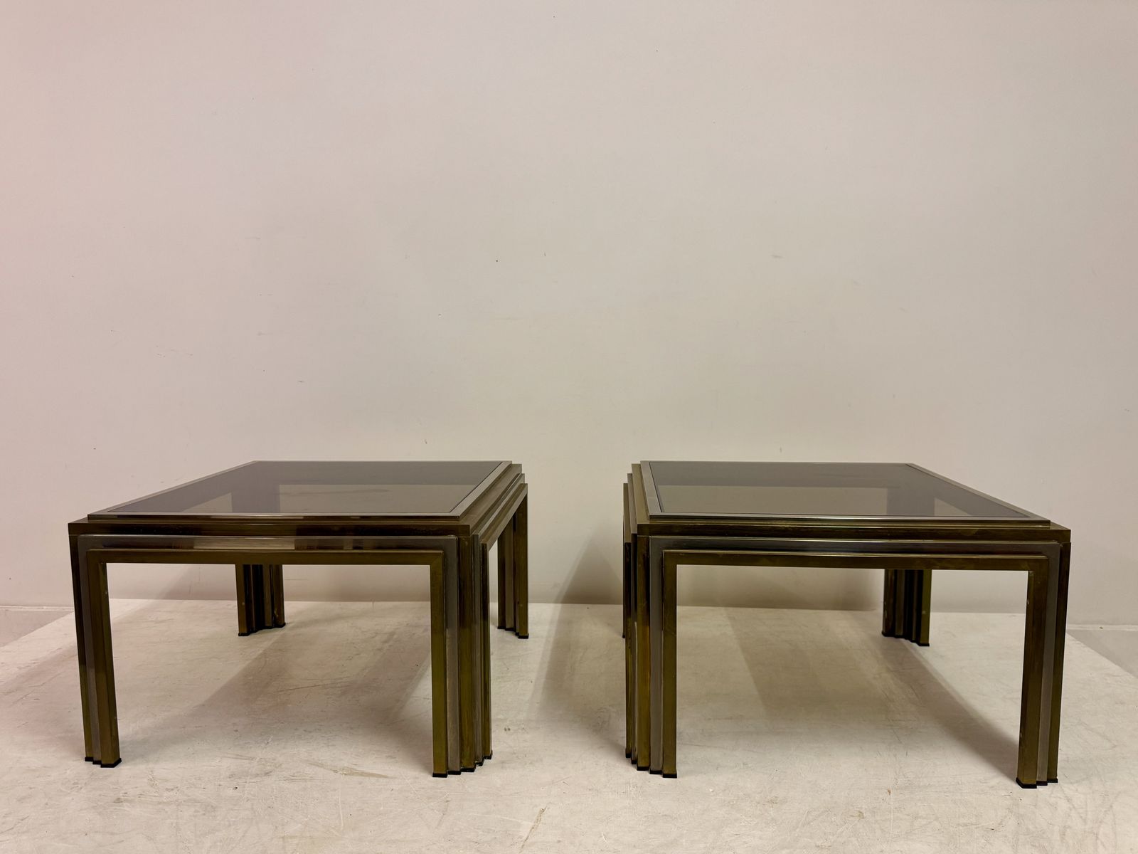 Pair Of 1970s Steel And Brass Side Tables photo furniture