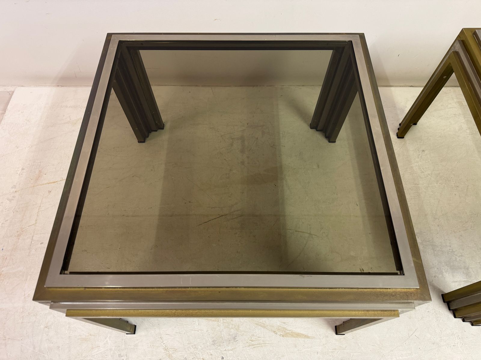 Pair Of 1970s Steel And Brass Side Tables photo buy