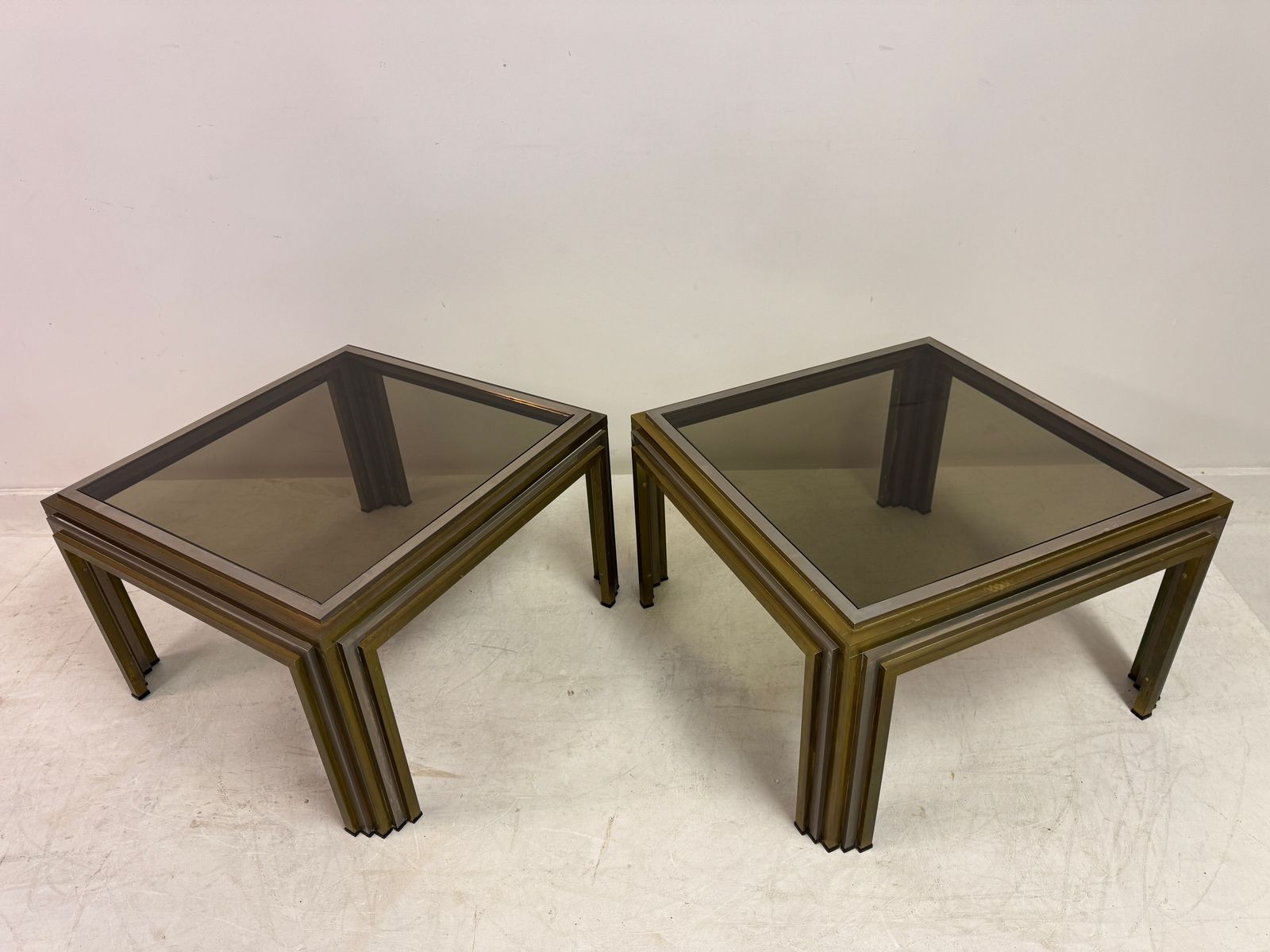 photo furniture Pair Of 1970s Steel And Brass Side Tables