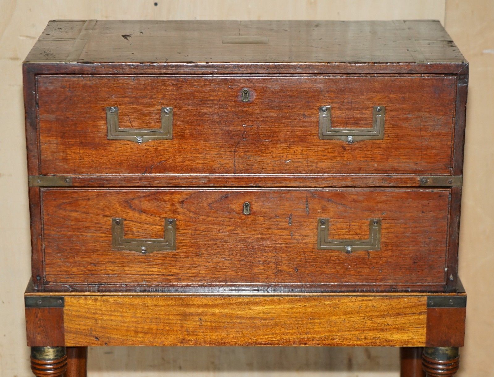 Antique Victorian Thomas Wilson Military Campaign Secretaire Chest Of Drawers photo Furniture