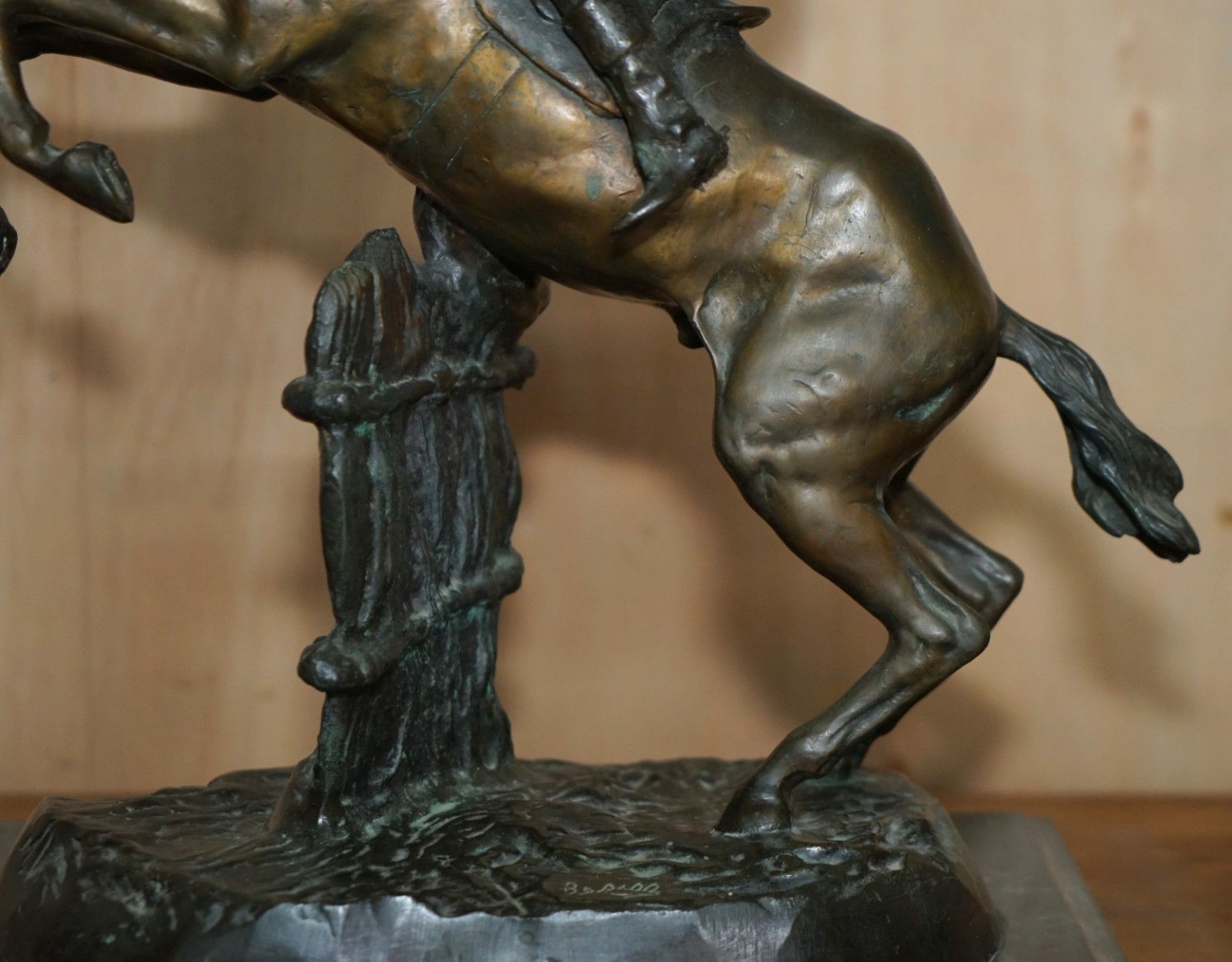 Large Vintage Bronze And Gilt Bronze With Marble Base Statue Of A Jockey & Rider photo buy