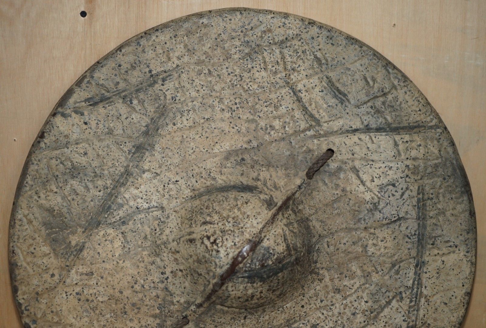 Antique Bedja Animal Hide Shield From Sudan Made In Pressed Hard Leather & Rope photo furniture