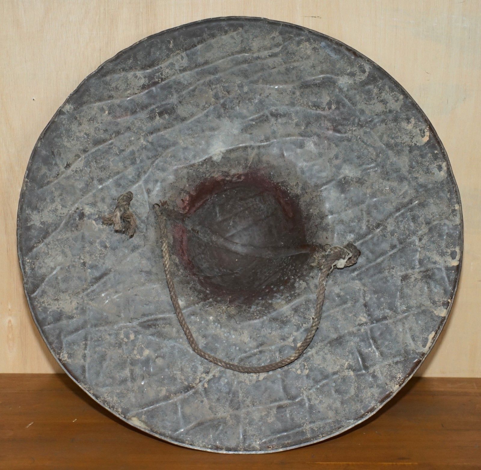 Antique Bedja Animal Hide Shield From Sudan Made In Pressed Hard Leather & Rope photo buy