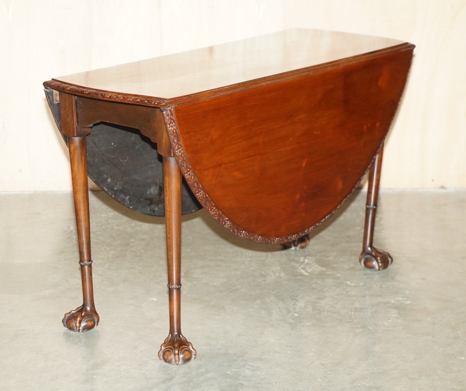 Fine Antique Georgian Irish Claw & Ball Feet Colonial Folding Hunt Dining Table photo furniture