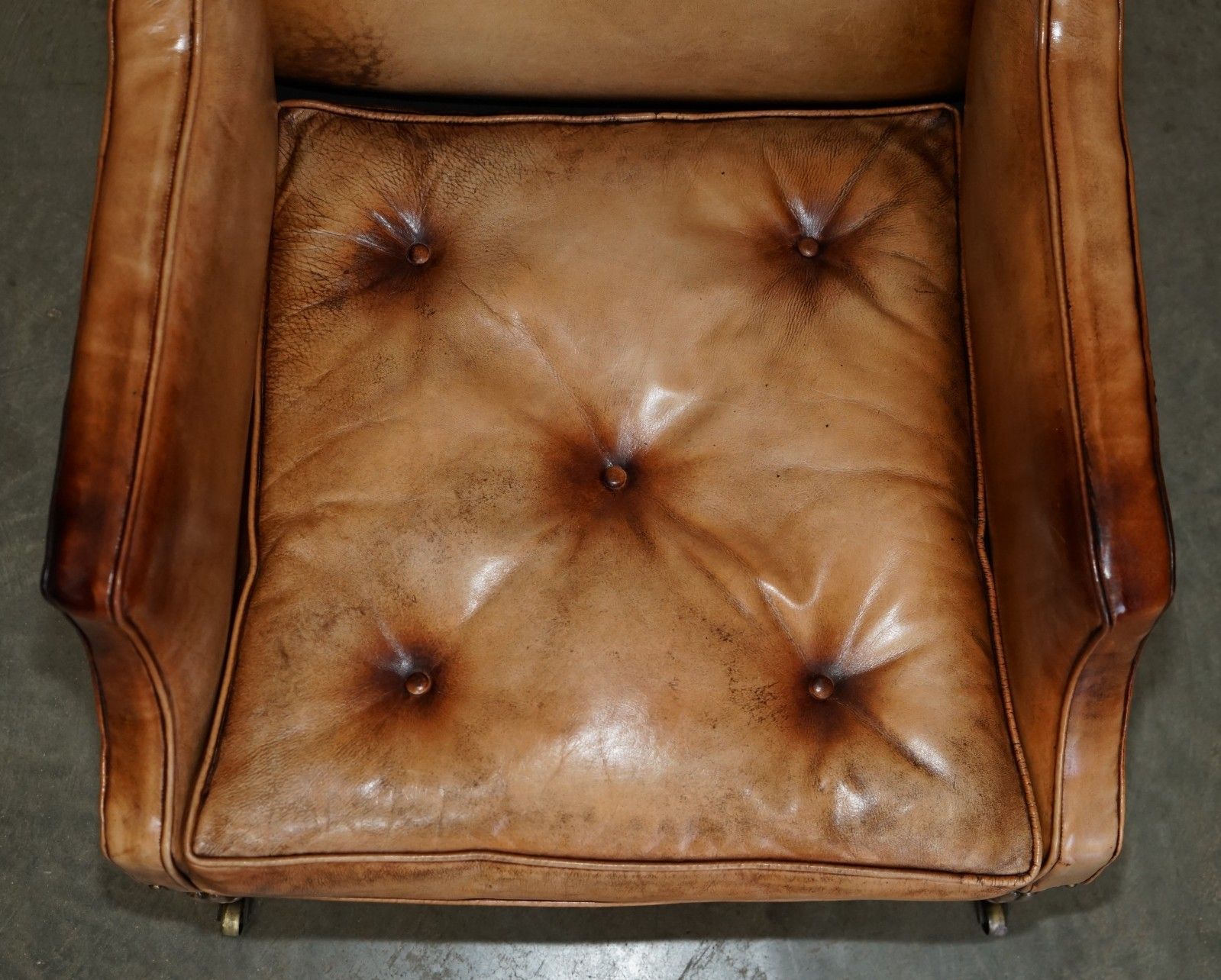 Sculptural Frame Antique Chesterfield William IV Brown Leather Library Armchair photo Furniture