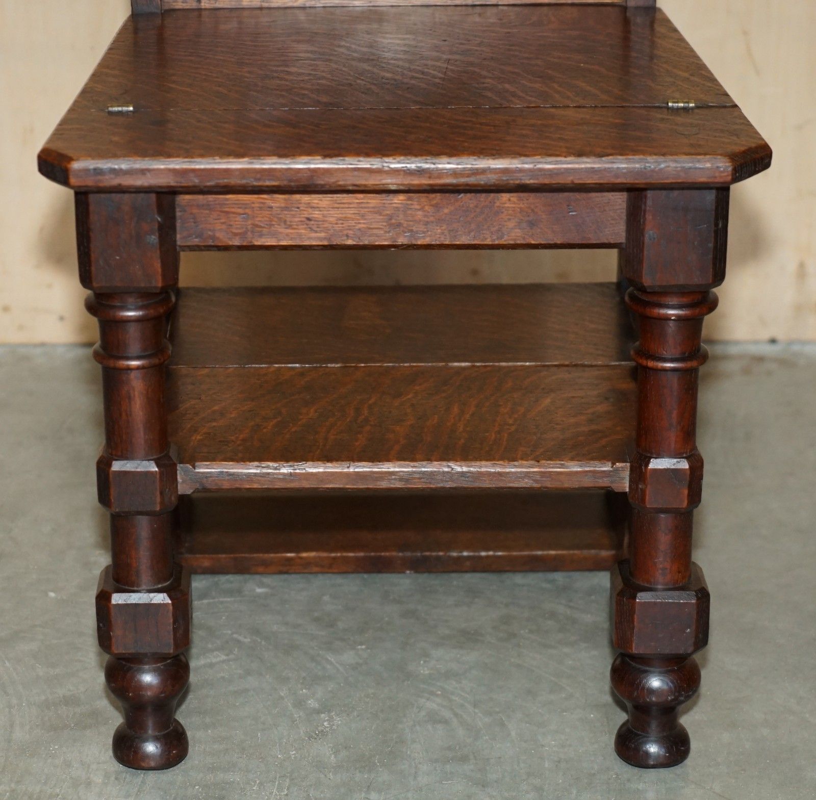 Furniture Lovely Super Rare Antique 1882 Dated Owl Carved Metamorphic Library Steps Chair photo