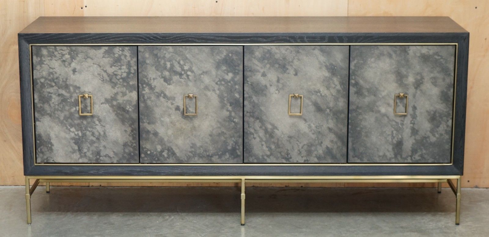 Rrp £3095 Andrew Martin Edith Charcoal & Bronzed Sideboard Storage Drink Cabinet photo for sale