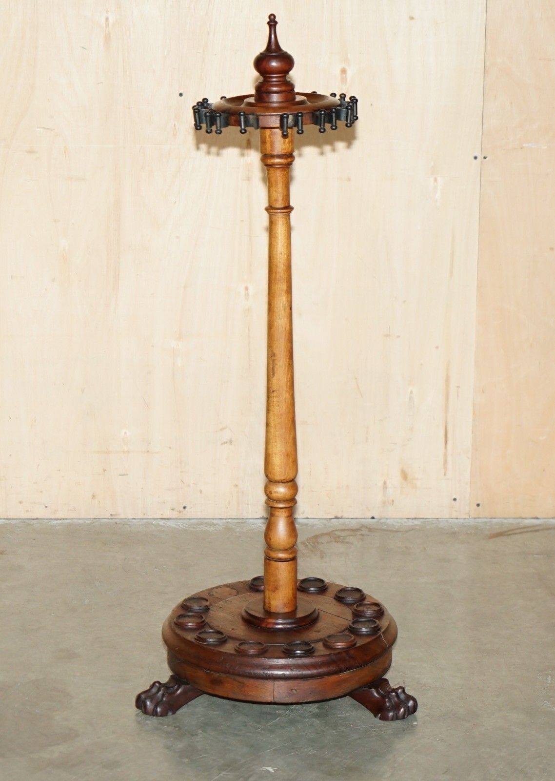 Fine Antique 1880 Mahogany Snooker Cue Stand With Lions Hairy Paw Carved Feet photo furniture