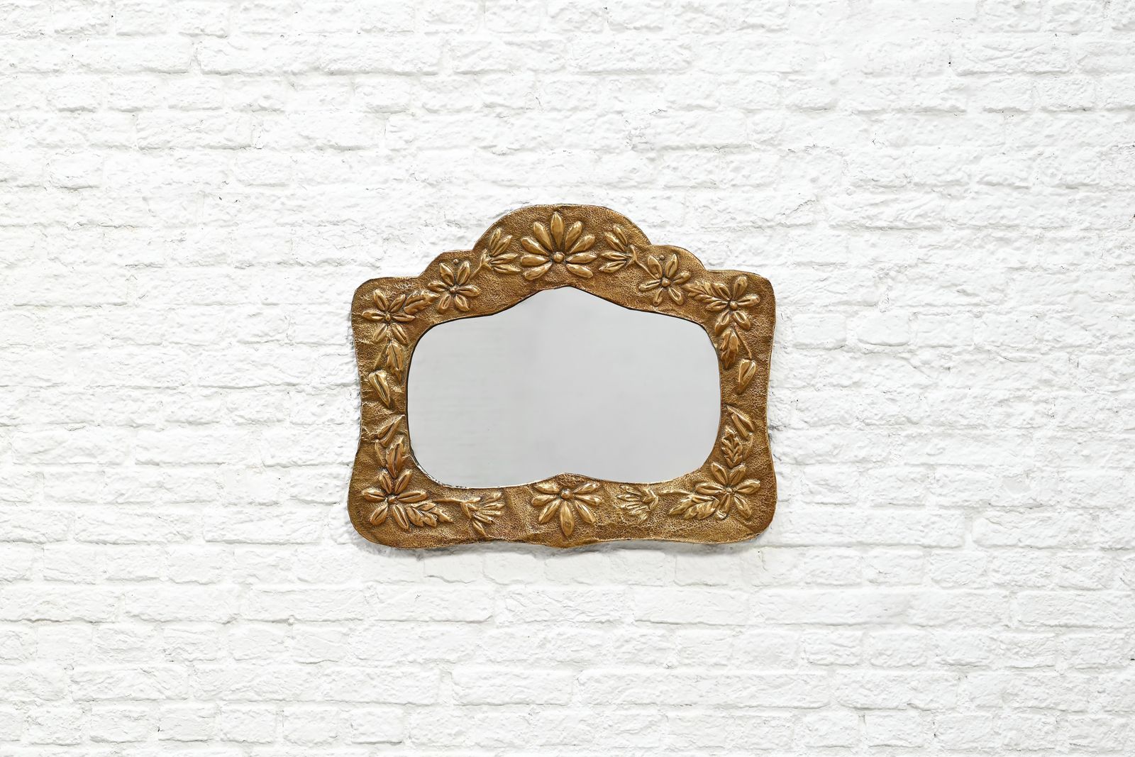 Art Nouveau Decorated Copper Mirror, France, 1920s photo furniture