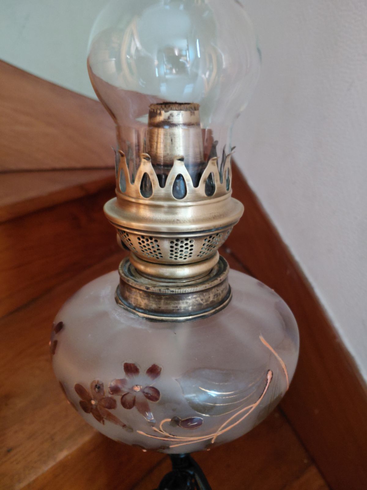 Antique French Lady Figurine Oil Lamp photo for sale