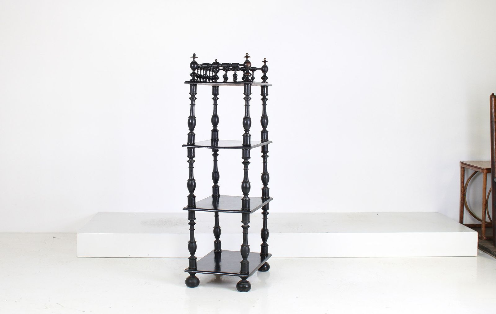 19th Century Ebonised Whatnot Shelf Unit With Gallery Top photo Furniture