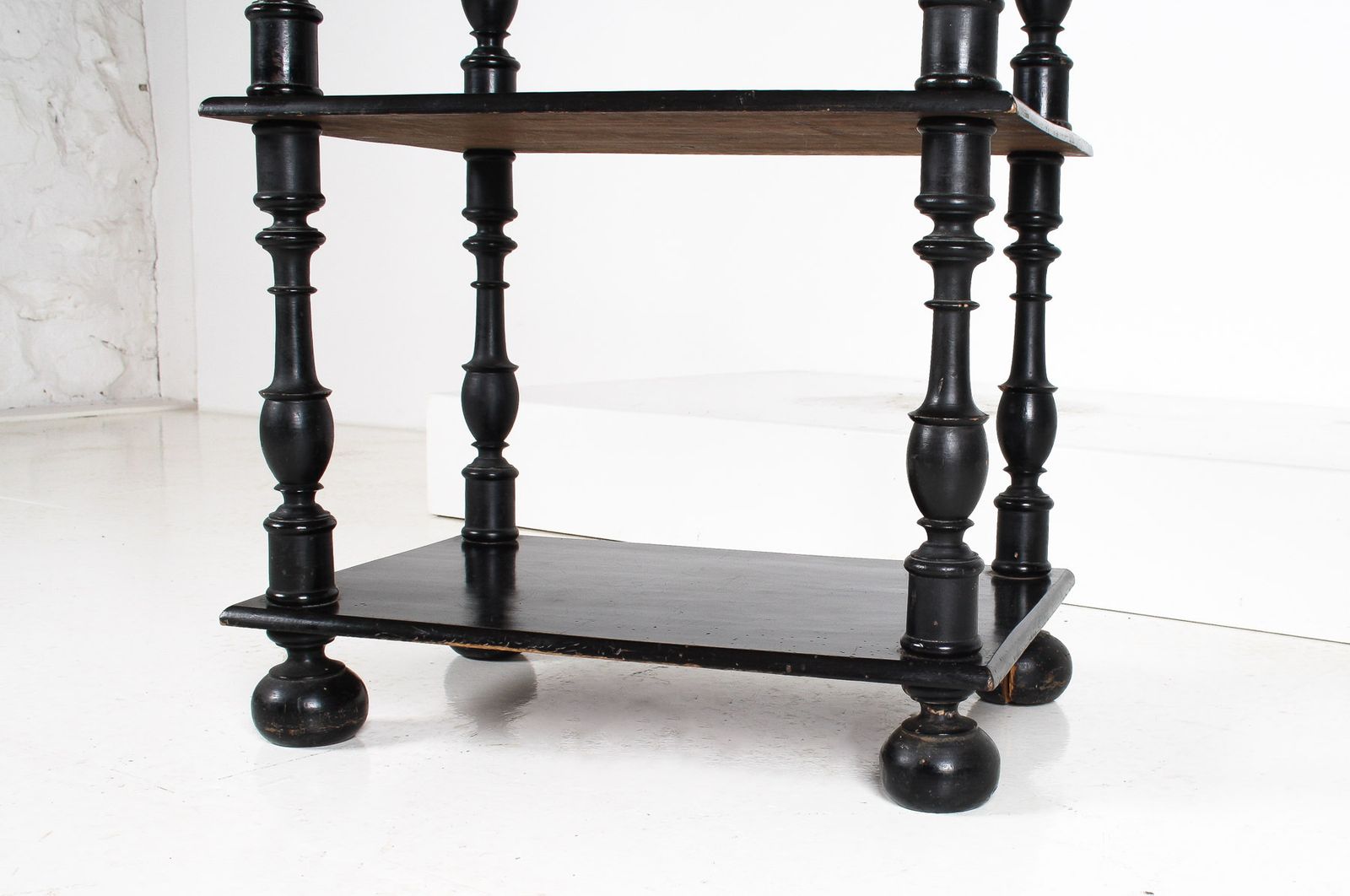 Furniture 19th Century Ebonised Whatnot Shelf Unit With Gallery Top photo