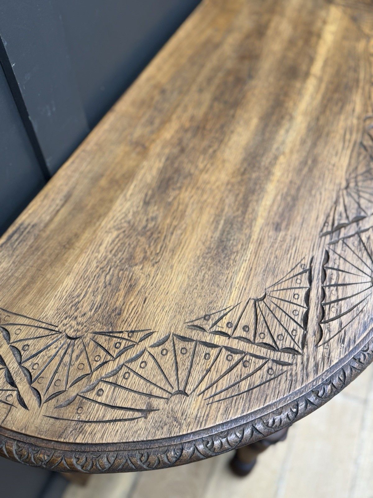 Antique Carved Oak Side Table Console Table Hall Table Drawer Desk Furniture photo Furniture
