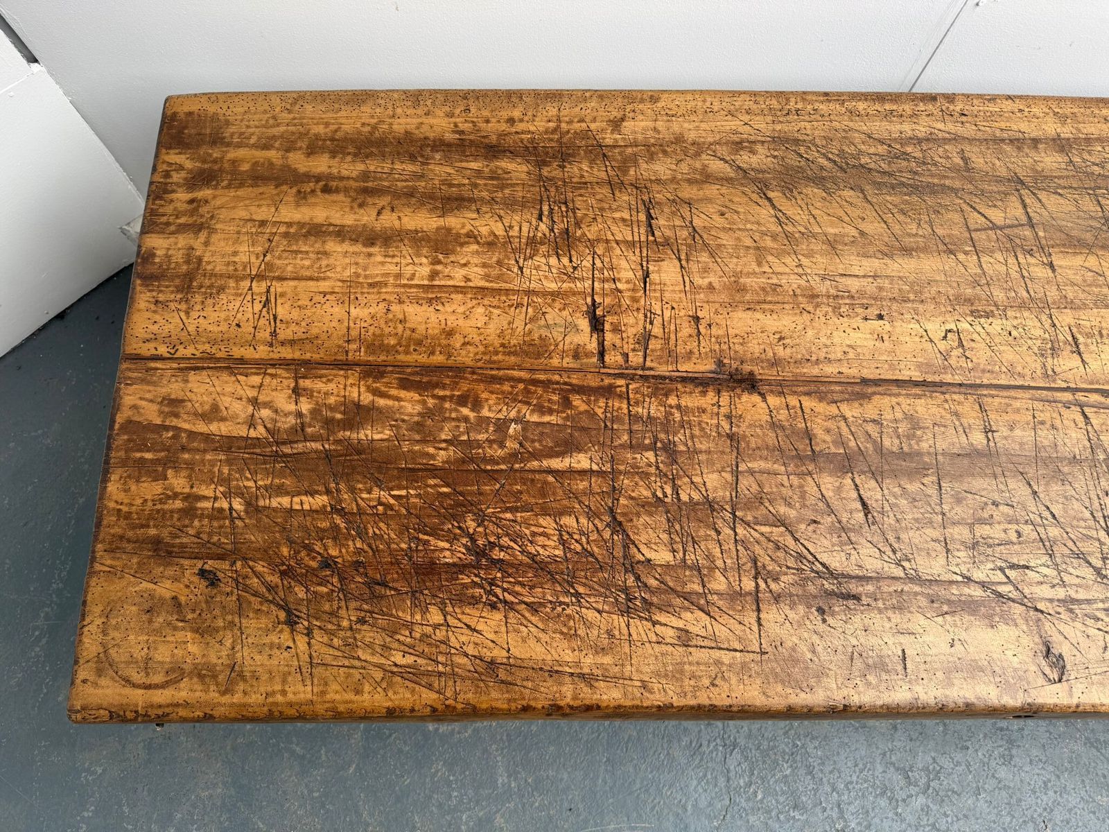 A Huge Original Hungarian Antique Oak/Hardwood Pig Bench 187cm/6ft photo vintage