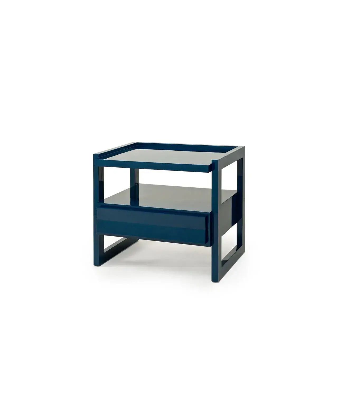 Pair Of Rita Konig For The Lacquer Company, Wide Hudson Nightstand, Marine Blue photo furniture