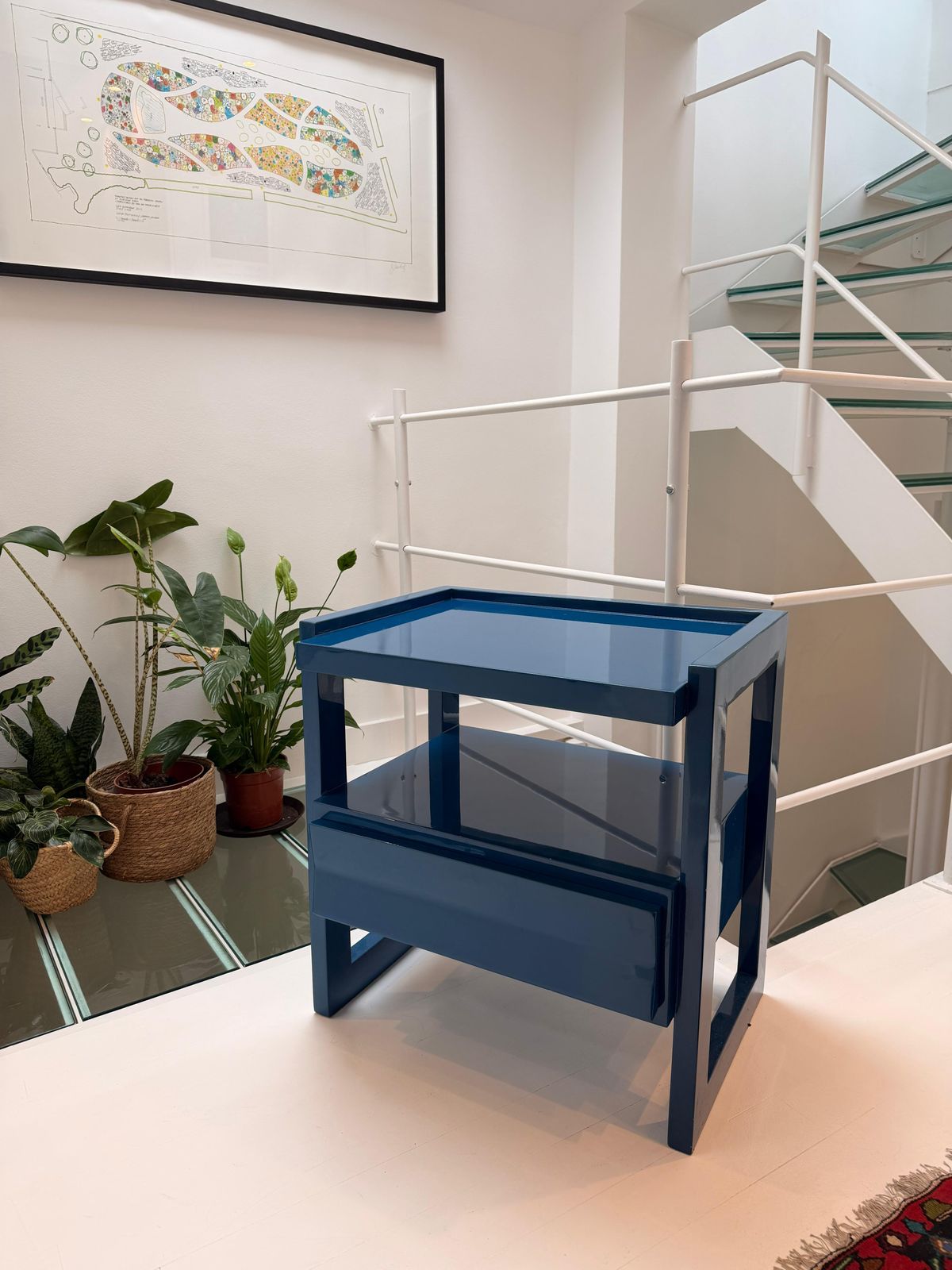 Pair Of Rita Konig For The Lacquer Company, Wide Hudson Nightstand, Marine Blue photo vinterior