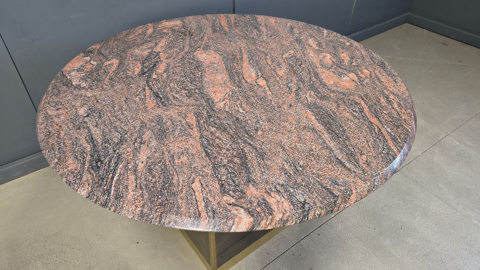 Vintage Round Granite And Brass Center Table By Belogchrom, 1970s photo for sale