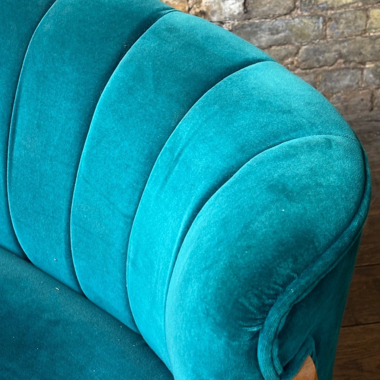 Mid Century Curved Back Sofa photo vintage