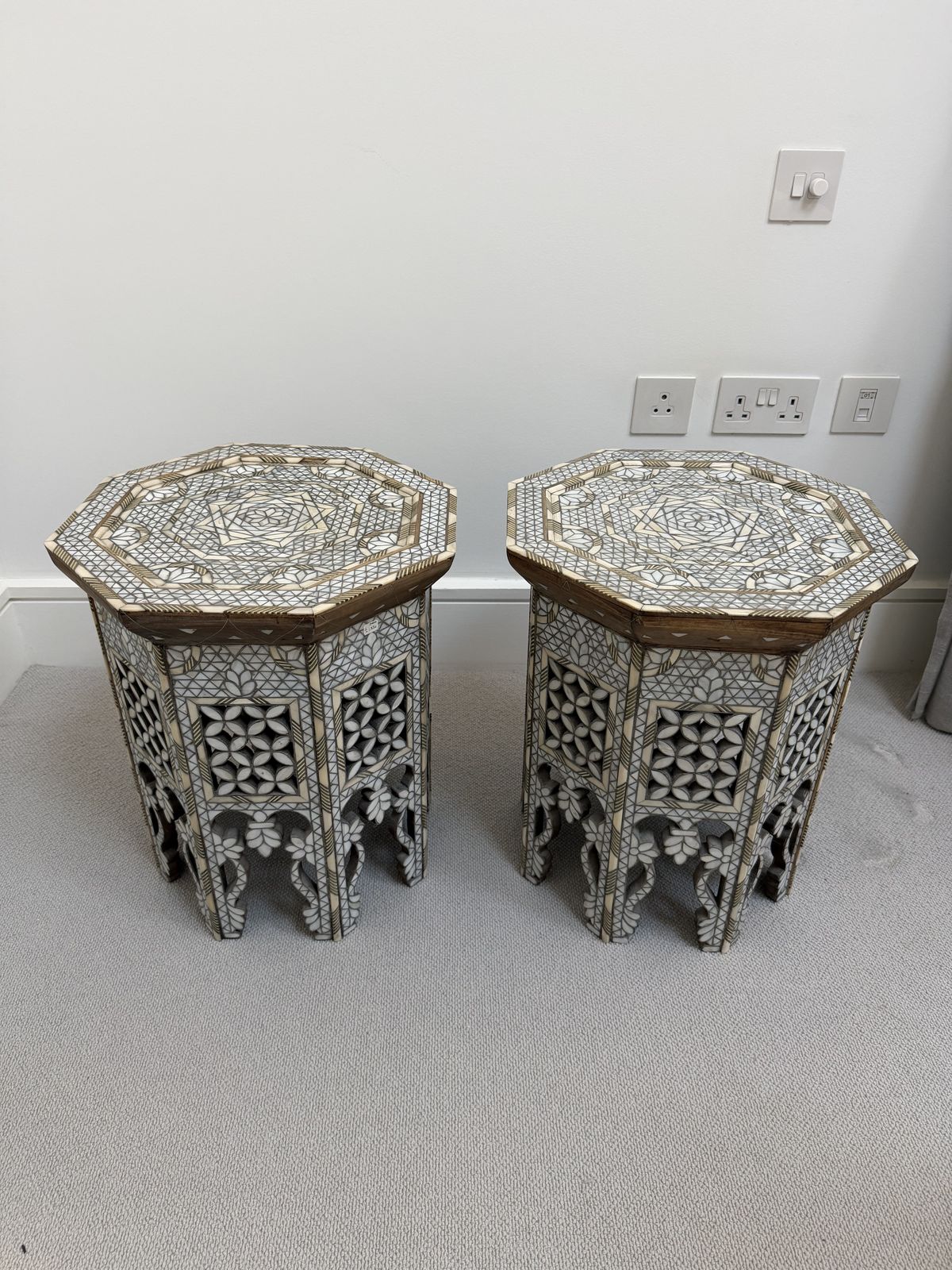 Pair Of Syrian Side Table   Mother Of Pearl / Camel Bone Inlay photo furniture