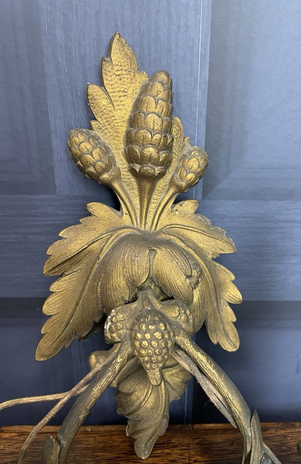 Pair Continental Antique Gilt Sconces Wheat Wall Lights For Rewiring/Restoration photo vintage