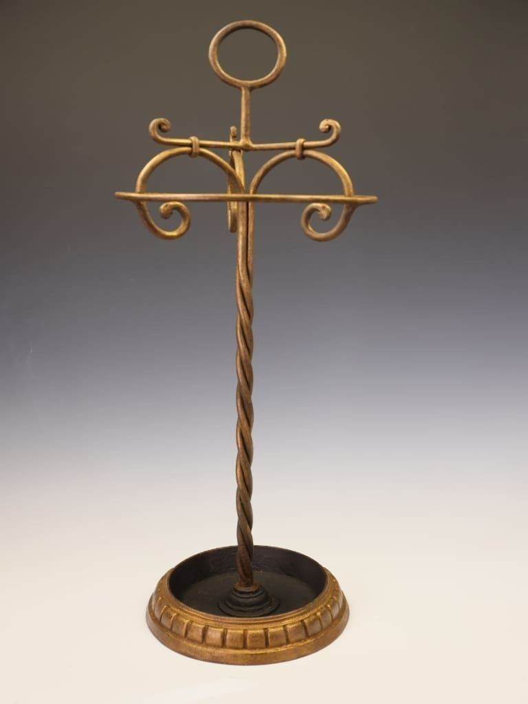 Fine Gilded Hand Forged Wrought Iron Stick Or Umbrella Stand