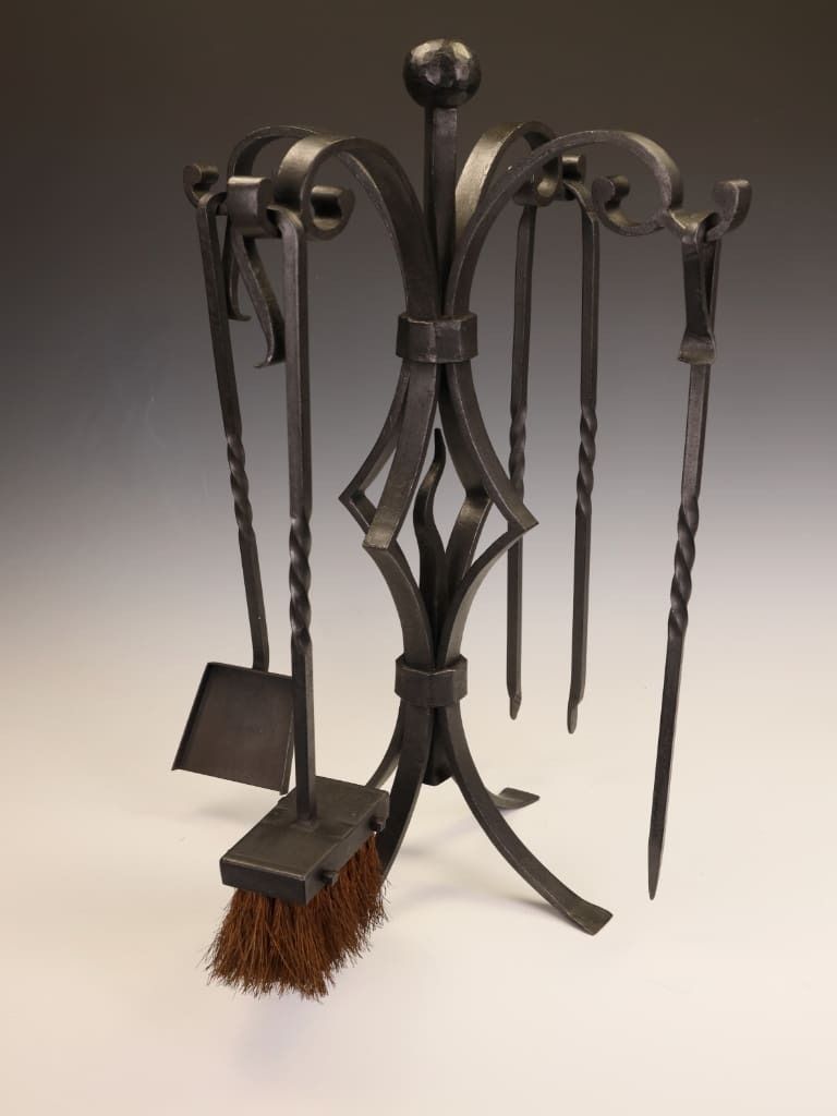 Hand Forged Iron Fireside Companion Set | Arts & Crafts / Early 20th Century