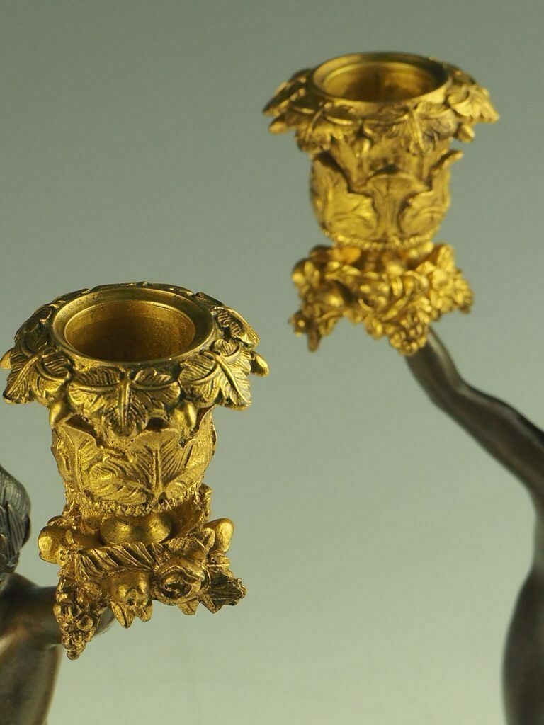 Pair Of 19th Century Bronze And Ormolu Twin Light Cherub Candelabra photo 1850.0