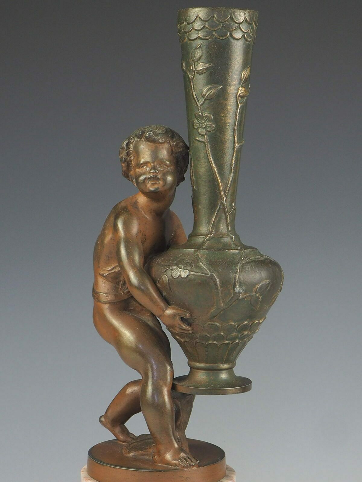 Pair Of 19th Century French Cherubs ‘Putti’ Flower Vases photo for sale