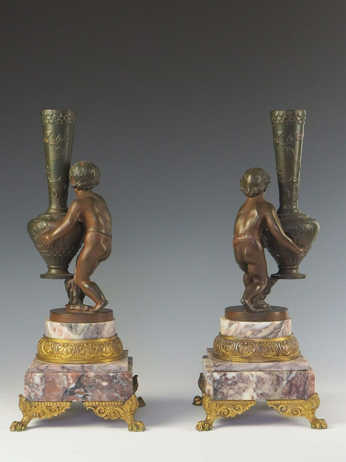 Home Decor Pair Of 19th Century French Cherubs ‘Putti’ Flower Vases photo