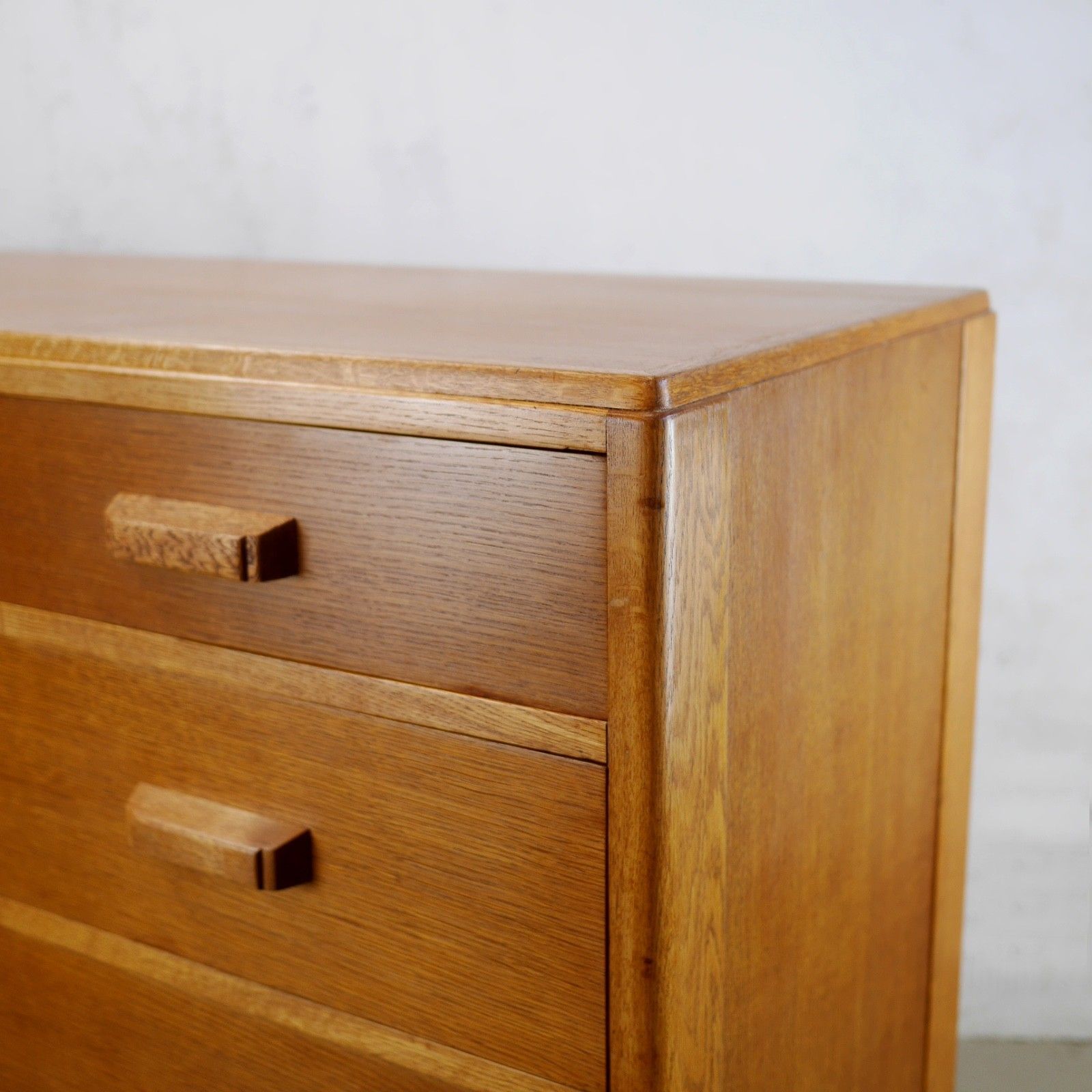 510.0 Vintage Mid Century Chest 5 Drawers Plan Chest Mod Air Ministry Oak #103059 photo