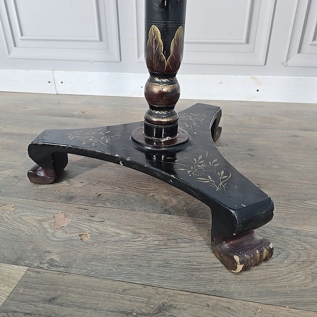 Antique Tilt Top Table Chinoiserie Lacquered Oriental Chinese Tripod Vintage photo buy