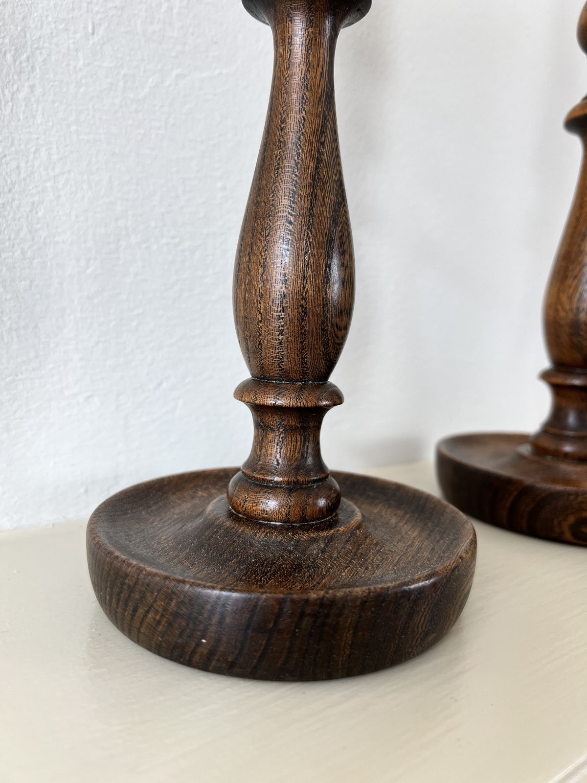 Pair Of Tall Vintage Turned Wooden Candlesticks photo Home Decor