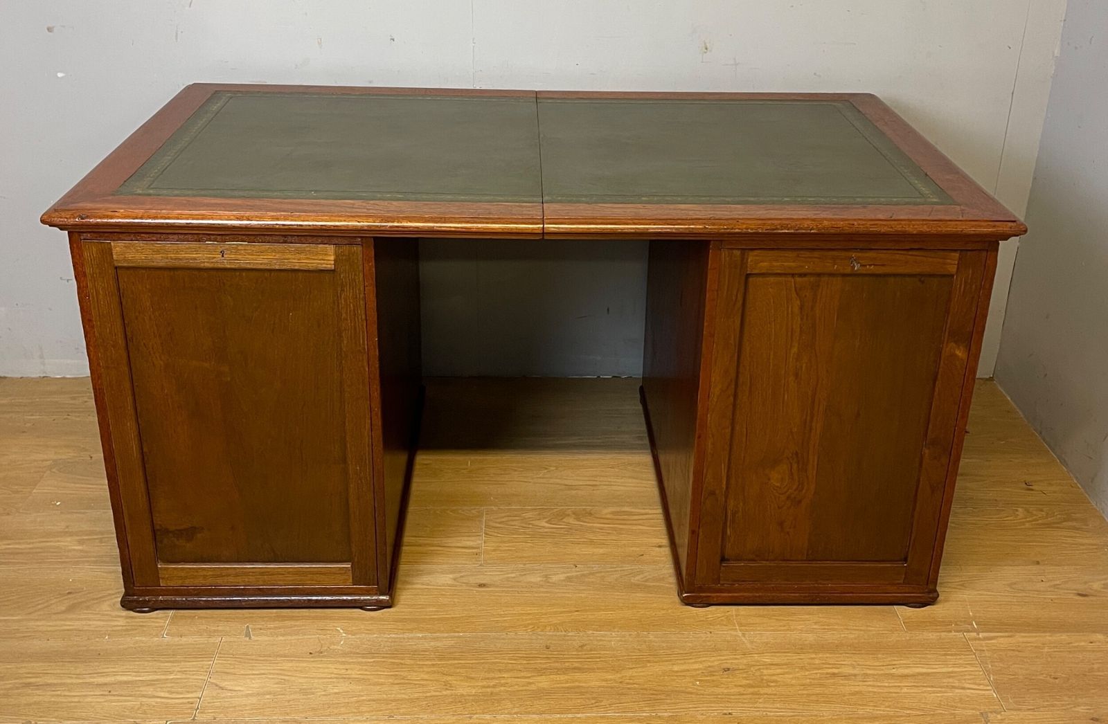 Rare C19th Teak Military Three Part Desk With Inset Leather Top photo buy