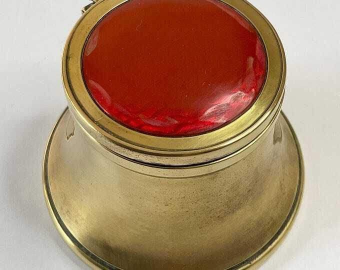 Capstan Inkwell With Rare Guilloché Enamel Lid – C. 1910